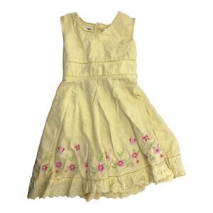Blueberi Boulevard Girls Yellow Floral Sleeveless Embroidered Ruffle Dress  7